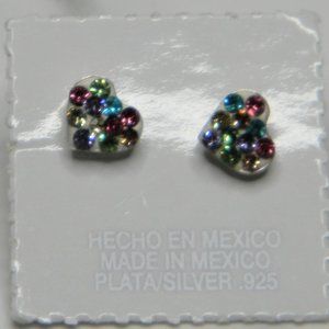 Silver(925) Heart Colorful Earrings